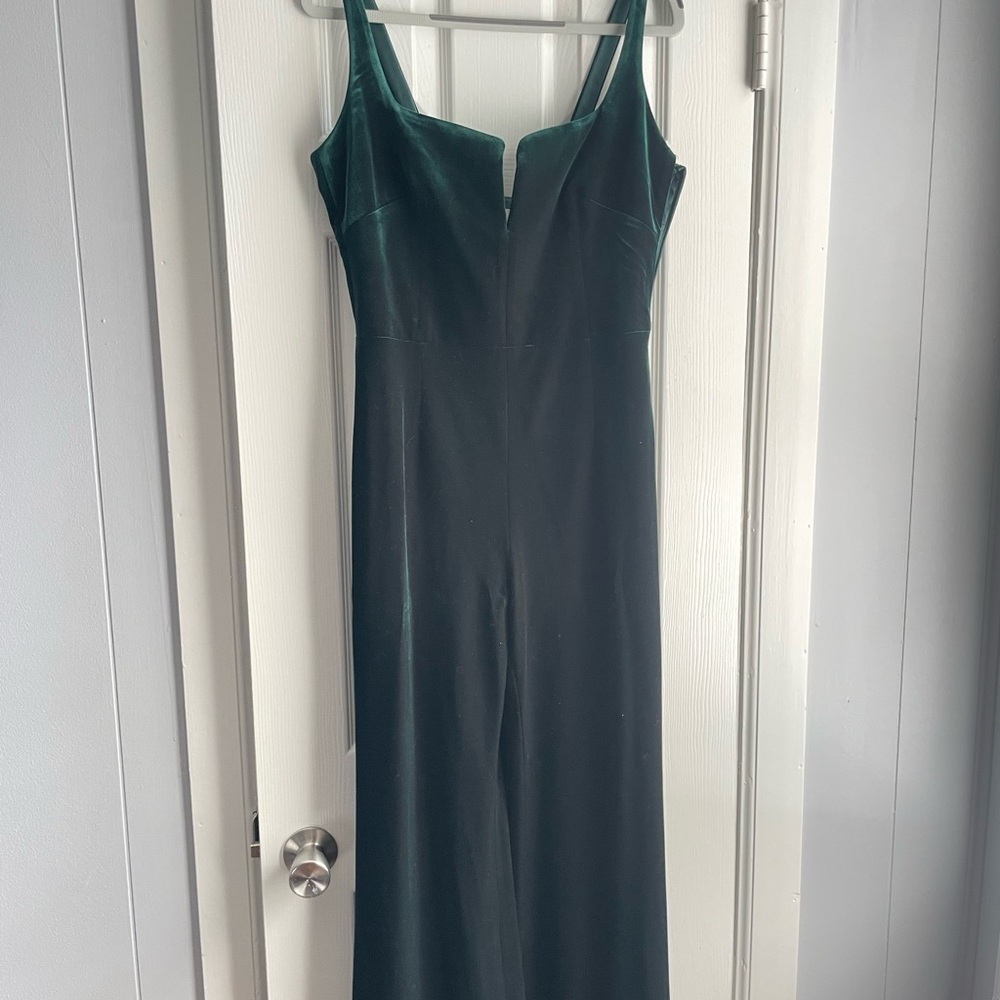 Galvan Dark Green Velvet Formal Jumspsuit